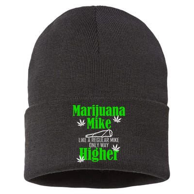 Marijuana Mike Funny Weed 420 Cannabis Sustainable Knit Beanie