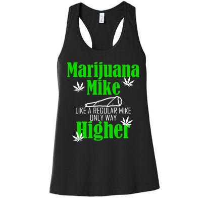 Marijuana Mike Funny Weed 420 Cannabis Women's Racerback Tank