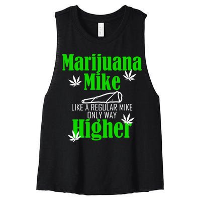 Marijuana Mike Funny Weed 420 Cannabis Women's Racerback Cropped Tank