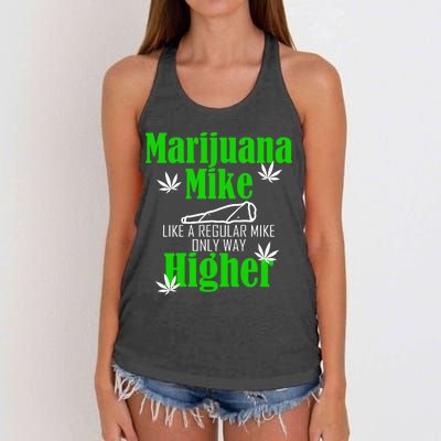 Marijuana Mike Funny Weed 420 Cannabis Women's Knotted Racerback Tank