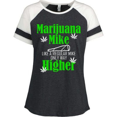 Marijuana Mike Funny Weed 420 Cannabis Enza Ladies Jersey Colorblock Tee