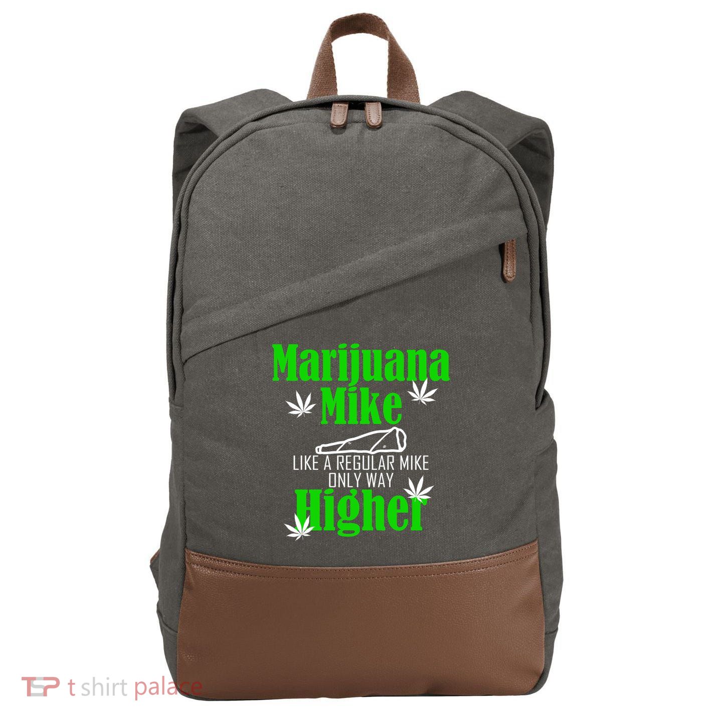 Marijuana Mike Funny Weed 420 Cannabis Cotton Canvas Backpack