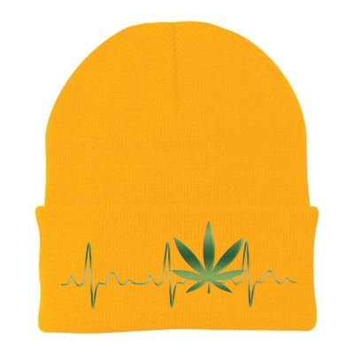 Marijuana Weed Leaf Heartbeat Pulse Knit Cap Winter Beanie