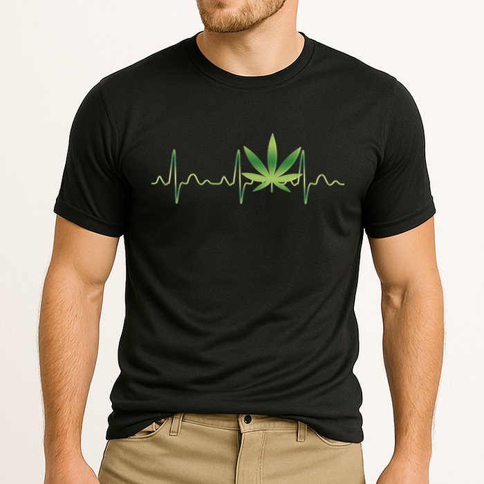Marijuana Weed Leaf Heartbeat Pulse Performance Shirt