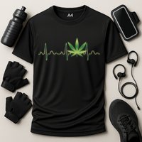 Marijuana Weed Leaf Heartbeat Pulse Performance Shirt