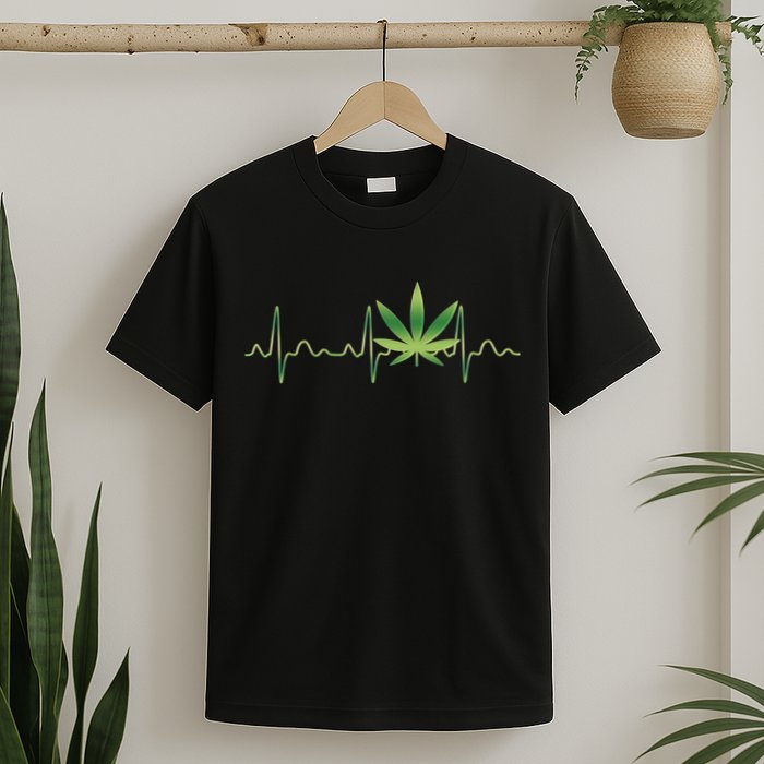 Marijuana Weed Leaf Heartbeat Pulse T-Shirt
