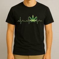 Marijuana Weed Leaf Heartbeat Pulse T-Shirt