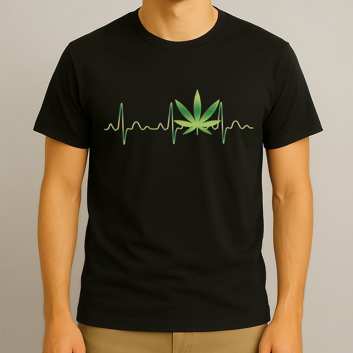 Marijuana Weed Leaf Heartbeat Pulse T-Shirt