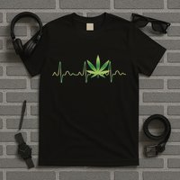 Marijuana Weed Leaf Heartbeat Pulse T-Shirt