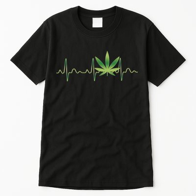 Marijuana Weed Leaf Heartbeat Pulse Tall T-Shirt