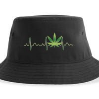 Marijuana Weed Leaf Heartbeat Pulse Sustainable Bucket Hat