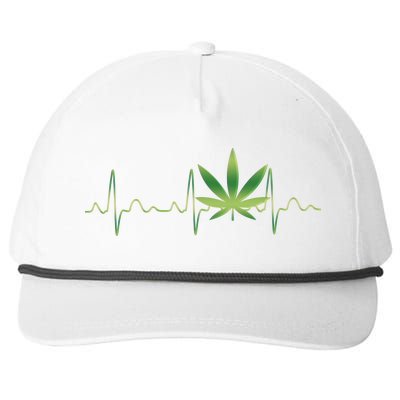 Marijuana Weed Leaf Heartbeat Pulse Snapback Five-Panel Rope Hat