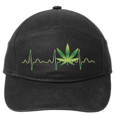 Marijuana Weed Leaf Heartbeat Pulse 7-Panel Snapback Hat