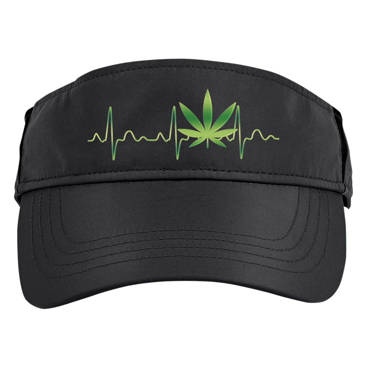 Marijuana Weed Leaf Heartbeat Pulse Adult Drive Performance Visor