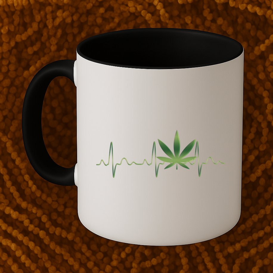 Marijuana Weed Leaf Heartbeat Pulse Mug