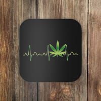 Marijuana Weed Leaf Heartbeat Pulse Coaster