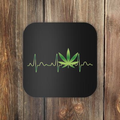 Marijuana Weed Leaf Heartbeat Pulse Coaster