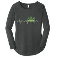 Marijuana Weed Leaf Heartbeat Pulse Women's Perfect Tri Tunic Long Sleeve Shirt