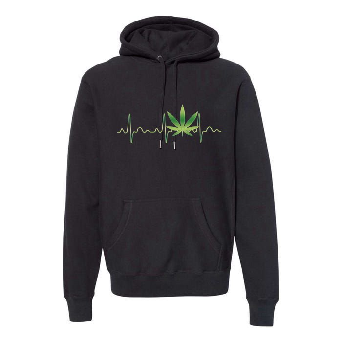 Marijuana Weed Leaf Heartbeat Pulse Premium Hoodie