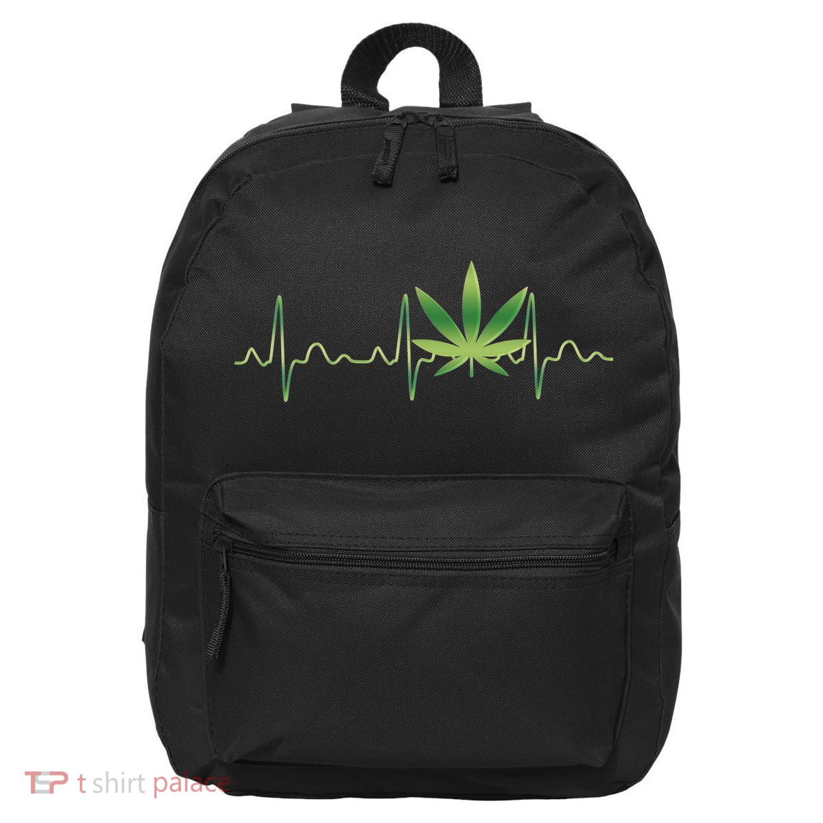 Marijuana Weed Leaf Heartbeat Pulse 16 in Basic Backpack