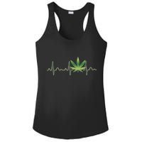 Marijuana Weed Leaf Heartbeat Pulse Ladies PosiCharge Competitor Racerback Tank