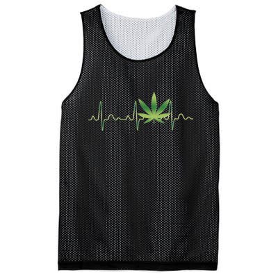 Marijuana Weed Leaf Heartbeat Pulse Mesh Reversible Basketball Jersey Tank