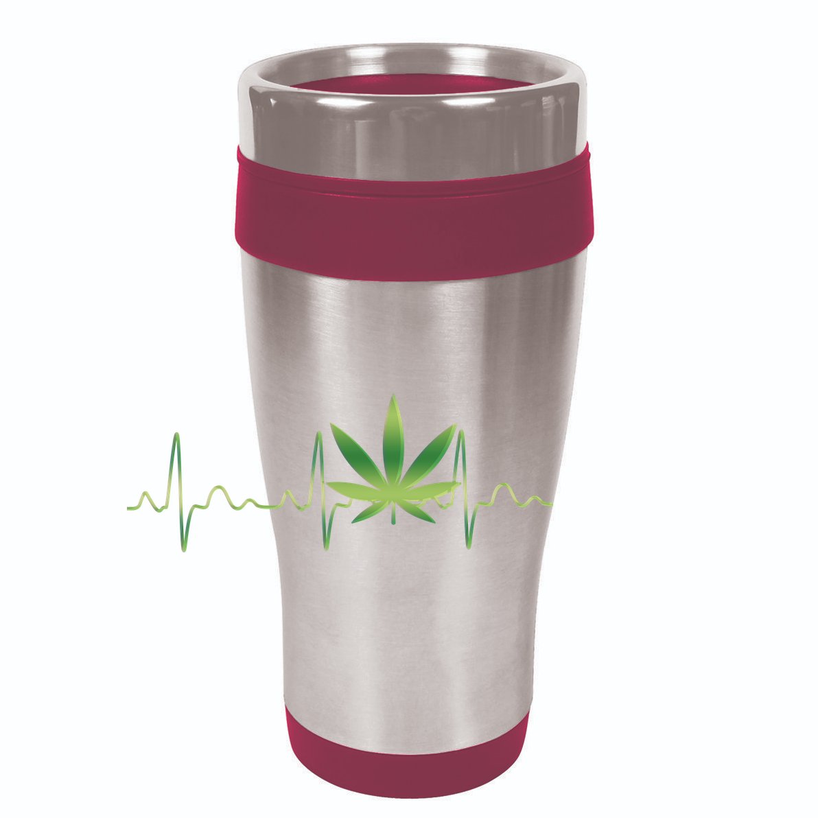 Marijuana Weed Leaf Heartbeat Pulse 12oz Stainless Steel Coffee Mug
