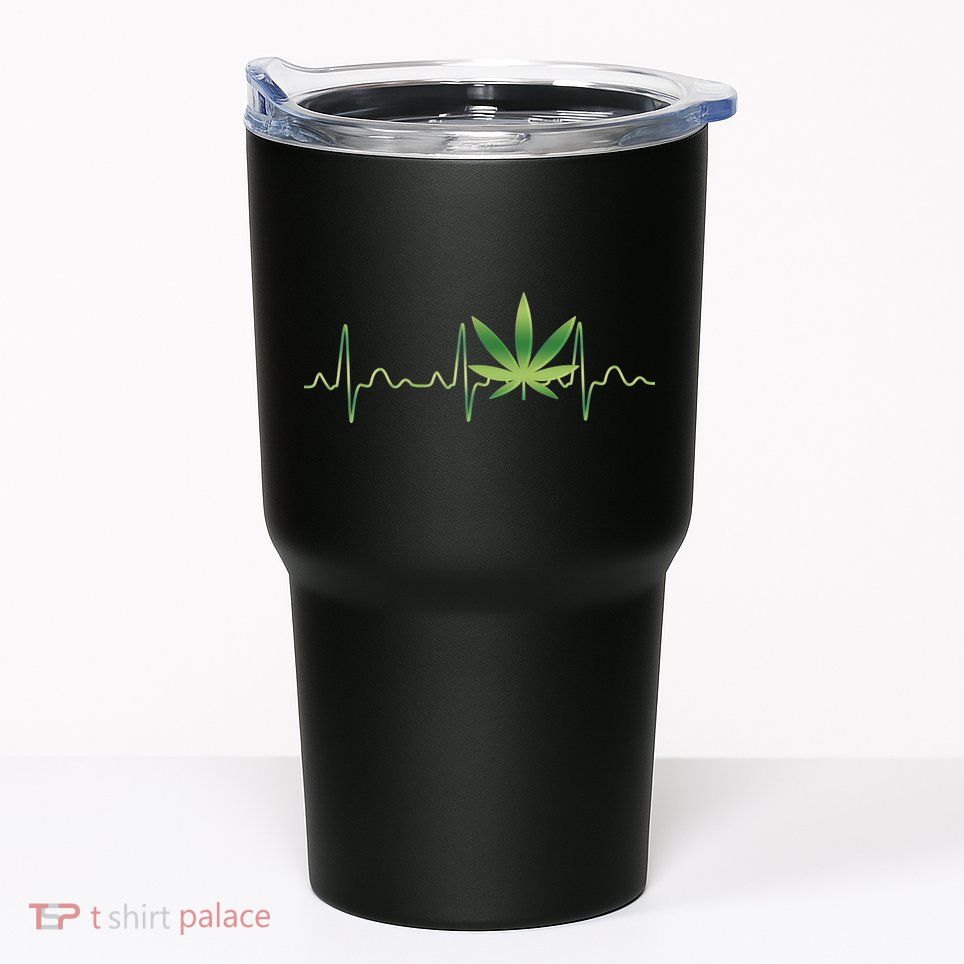 Marijuana Weed Leaf Heartbeat Pulse Tumbler