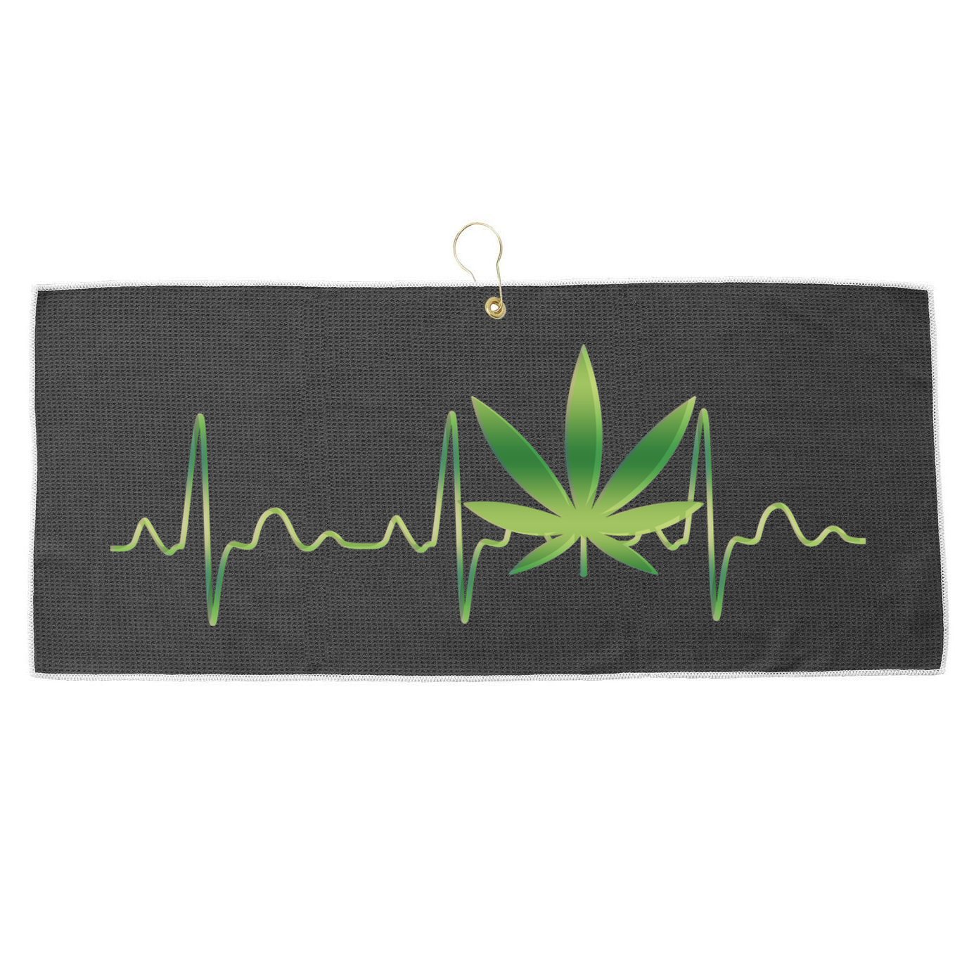 Marijuana Weed Leaf Heartbeat Pulse Large Microfiber Waffle Golf Towel