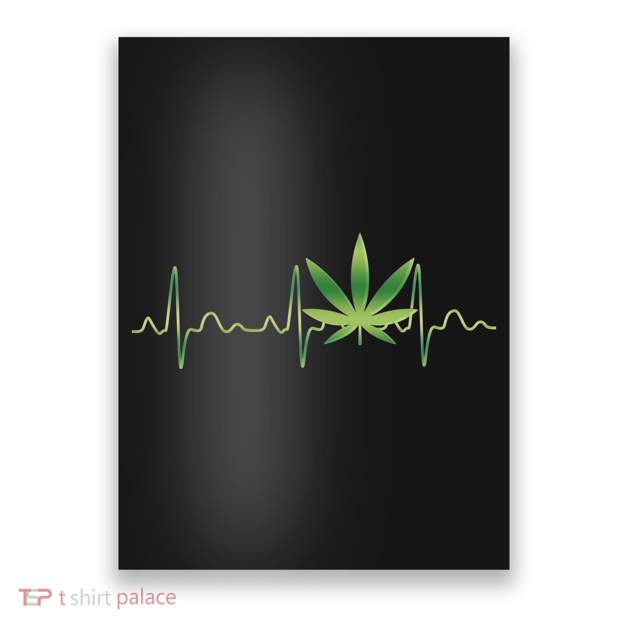 Marijuana Weed Leaf Heartbeat Pulse Poster