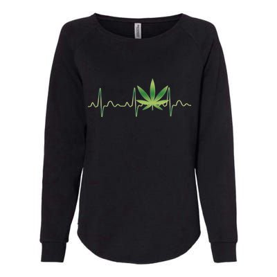 Marijuana Weed Leaf Heartbeat Pulse Womens California Wash Sweatshirt