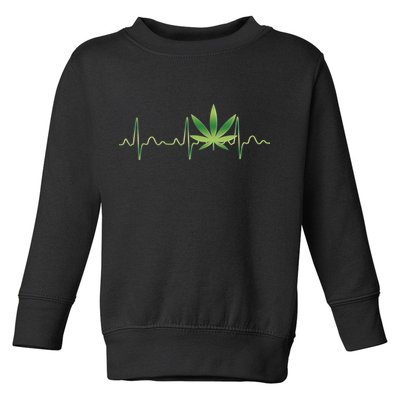 Marijuana Weed Leaf Heartbeat Pulse Toddler Sweatshirt