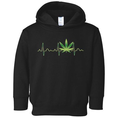 Marijuana Weed Leaf Heartbeat Pulse Toddler Hoodie