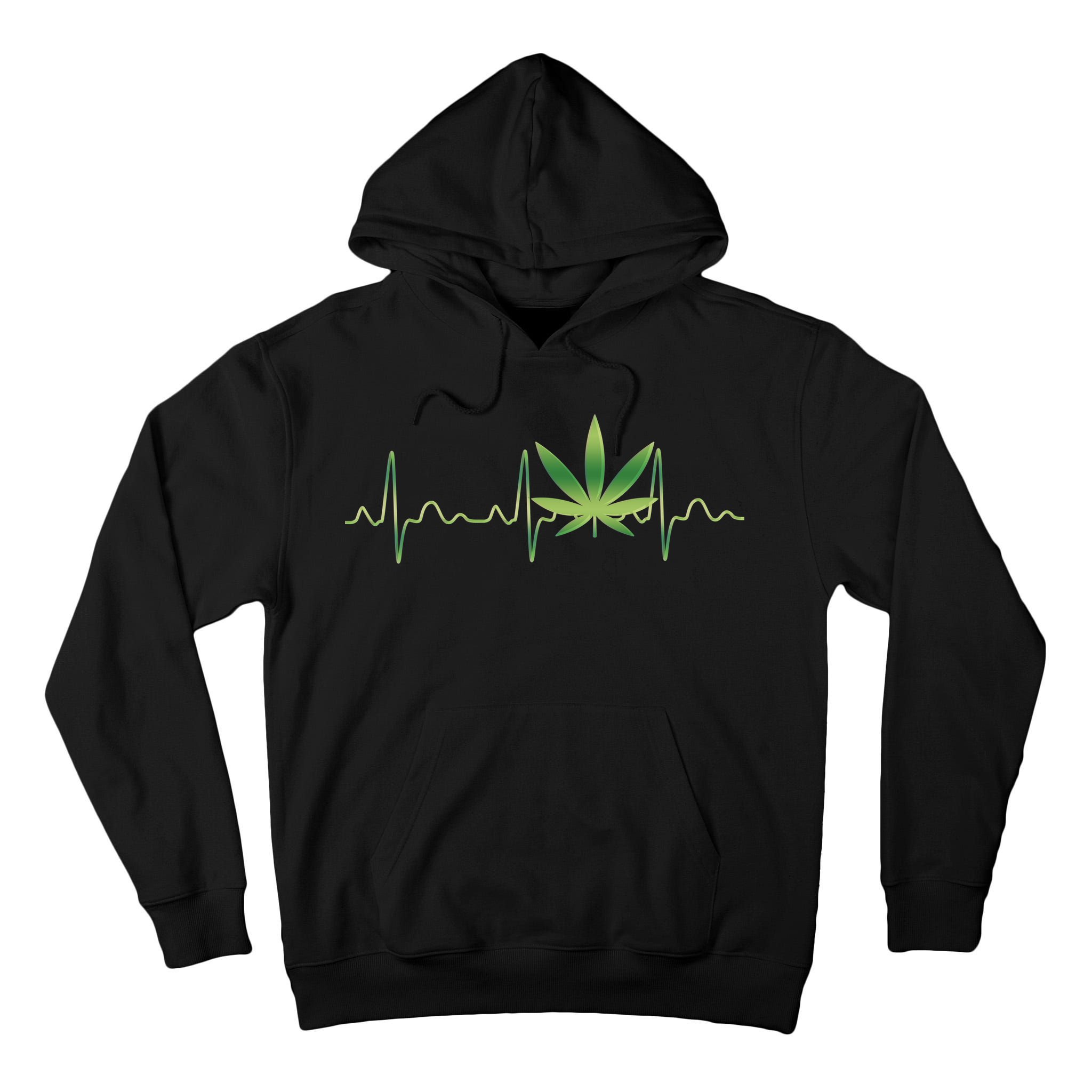Marijuana Weed Leaf Heartbeat Pulse Tall Hoodie