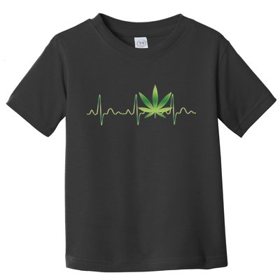 Marijuana Weed Leaf Heartbeat Pulse Toddler T-Shirt