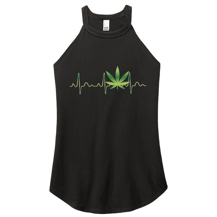 Marijuana Weed Leaf Heartbeat Pulse Women's Perfect Tri Rocker Tank