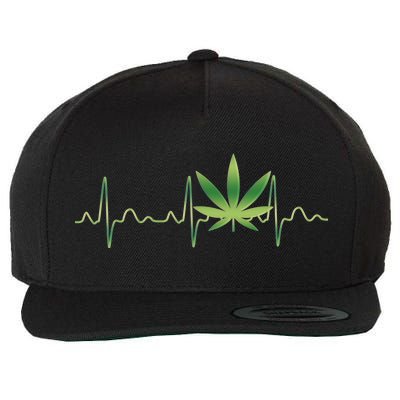 Marijuana Weed Leaf Heartbeat Pulse Wool Snapback Cap