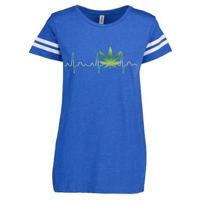 Marijuana Weed Leaf Heartbeat Pulse Enza Ladies Jersey Football T-Shirt