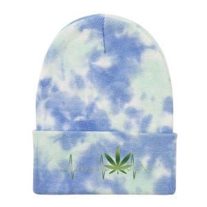 Marijuana Weed Leaf Heartbeat Pulse Tie Dye 12in Knit Beanie