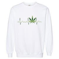Marijuana Weed Leaf Heartbeat Pulse Garment-Dyed Sweatshirt