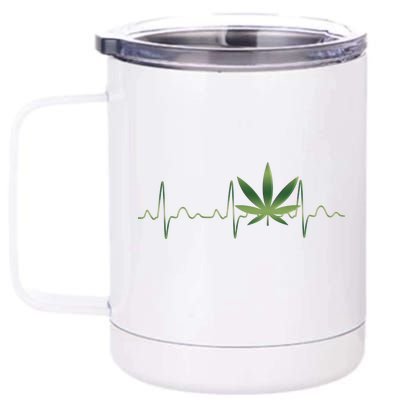 Marijuana Weed Leaf Heartbeat Pulse 12 oz Stainless Steel Tumbler Cup