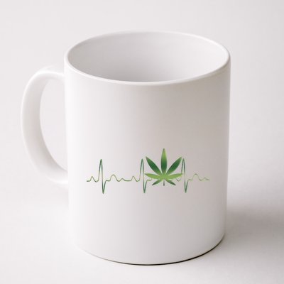 Marijuana Weed Leaf Heartbeat Pulse Coffee Mug