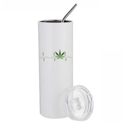 Marijuana Weed Leaf Heartbeat Pulse Stainless Steel Tumbler