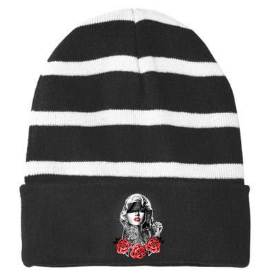 Marilyn Monroe Pain Striped Beanie with Solid Band