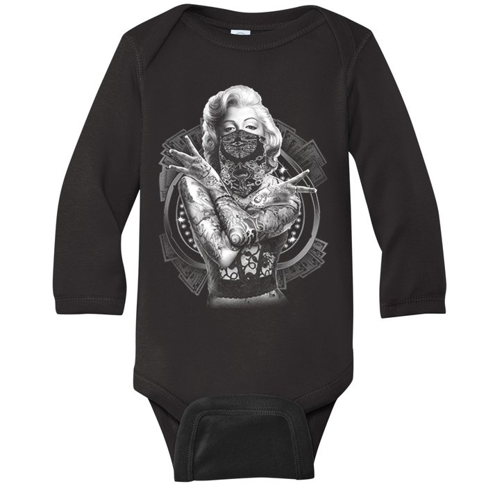 Marilyn Outlaw Monroe Baby Long Sleeve Bodysuit