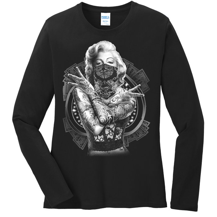 Marilyn Outlaw Monroe Ladies Long Sleeve Shirt