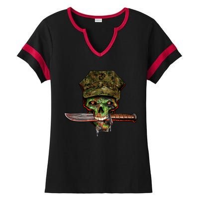 Marine Skull Ladies Halftime Notch Neck Tee