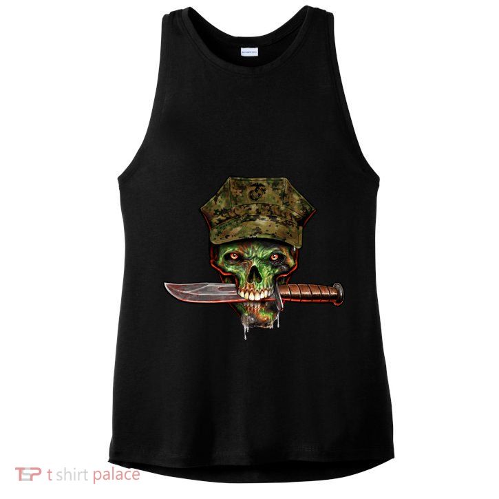 Marine Skull Ladies PosiCharge Tri-Blend Wicking Tank