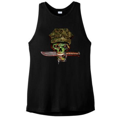 Marine Skull Ladies PosiCharge Tri-Blend Wicking Tank