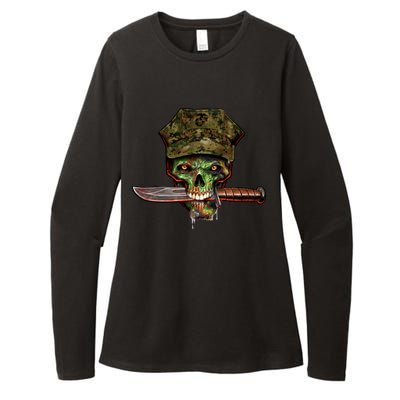 Marine Skull Womens CVC Long Sleeve Shirt